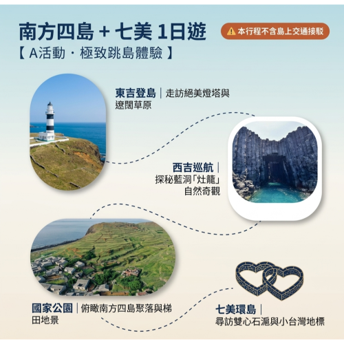 南方四島+七美1日遊-A活動(不含島上交通接駁)