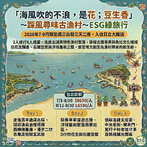 【海風吹的不是浪，是花；豆生香~踩風尋味古漁村】ESG綠旅行 - 台北出發